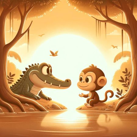 Monkey and crocodile short  moral story in Hindi