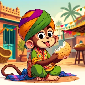 monkey happily eating a piece of bread