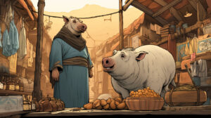 nitishjain indian pig and sheep talking in shop comic style ade754a8 e6a3 4158 be81 1ab0a60902ea
