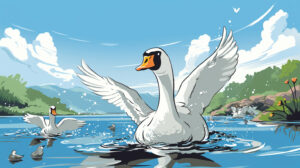 nitishjain swan and ducks in river comic style b6bcbb37 0054 4901 b2e0 3b0a8cfe5c82