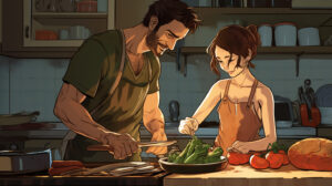 nitishjain father and daughter cooking in kitchen comic style 8821e75b 0ee4 49c7 b3c4 07258cc07acf