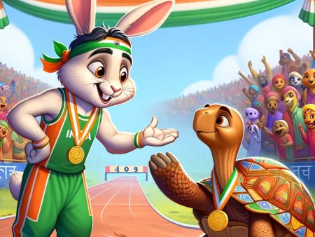 The hare and the tortoise moral story in hindi